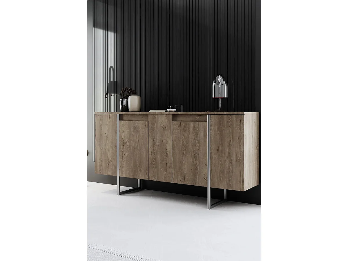 Aparador Luxe color nogal Plata 160x35x80 cm