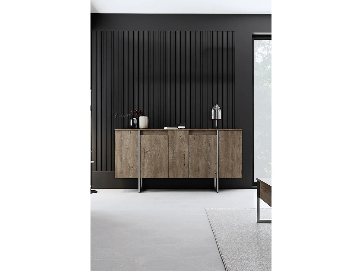 Aparador Luxe color nogal Plata 160x35x80 cm