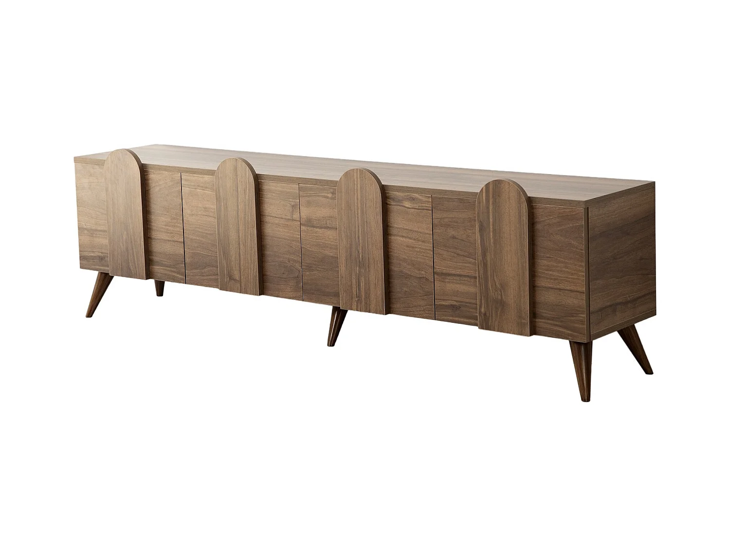 Meuble de rangement en bois 4 portes battantes Robas 180cm-Couleur Marron Foncé