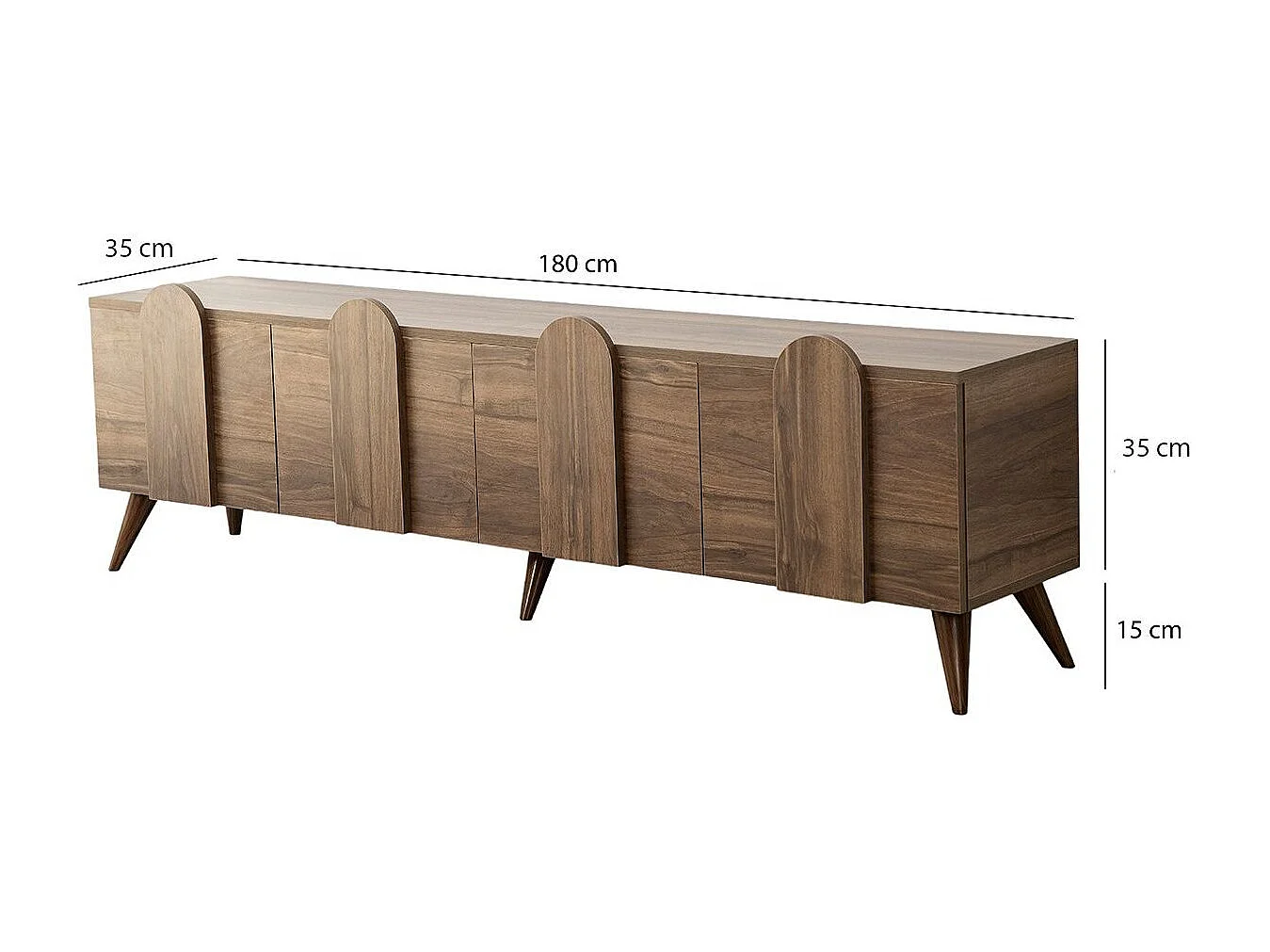 Meuble de rangement en bois 4 portes battantes Robas 180cm-Couleur Marron Foncé