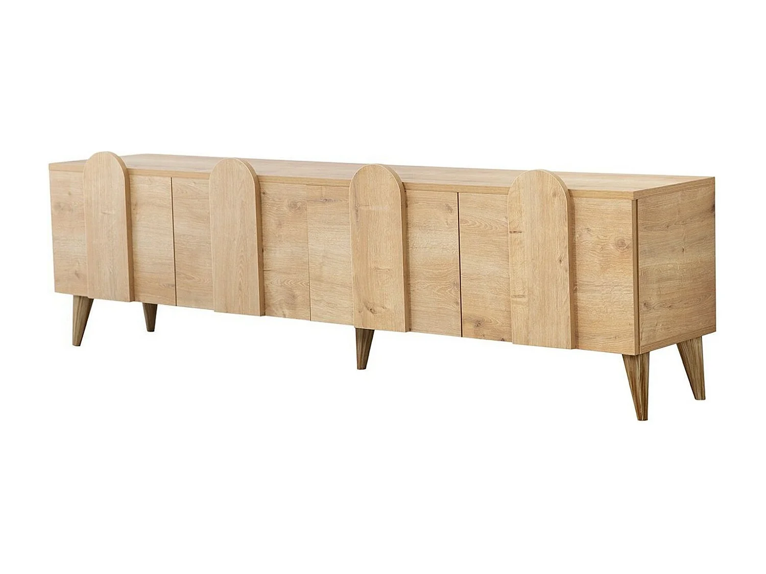 Meuble de rangement en bois 4 portes battantes Robas 180cm-Couleur Marron Foncé