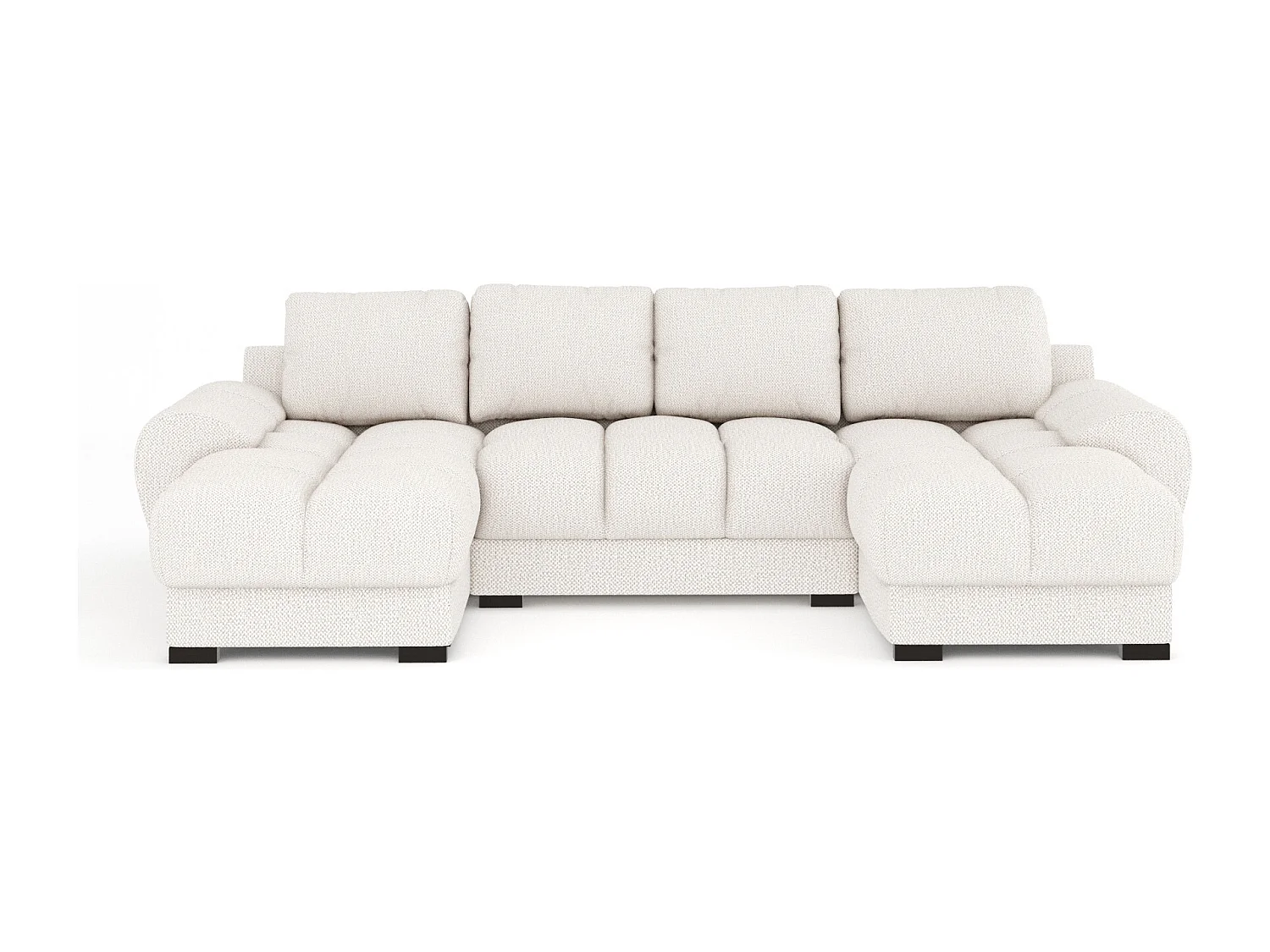 Canapé panoramique en tissu chenille Peebles - 6 places - creme