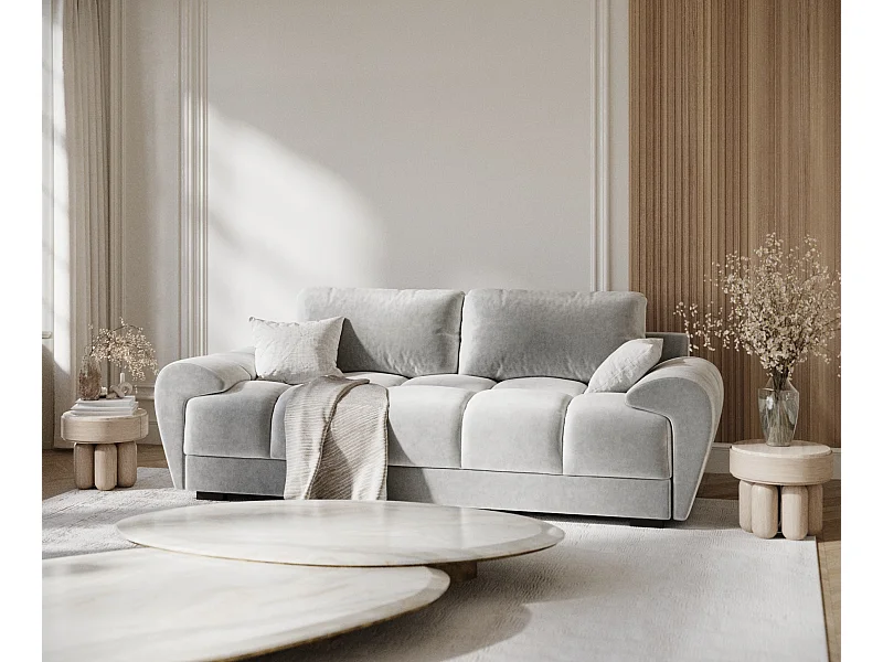 Canapé en tissu velours Peebles - 3 places - gris clair