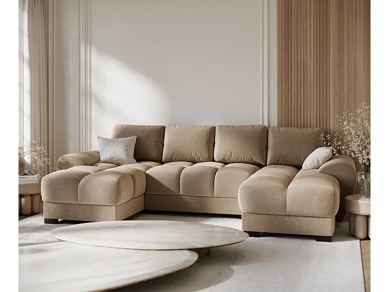 Panorama-Sofa aus Samtstoff Peebles - Sechs-Personen - beige