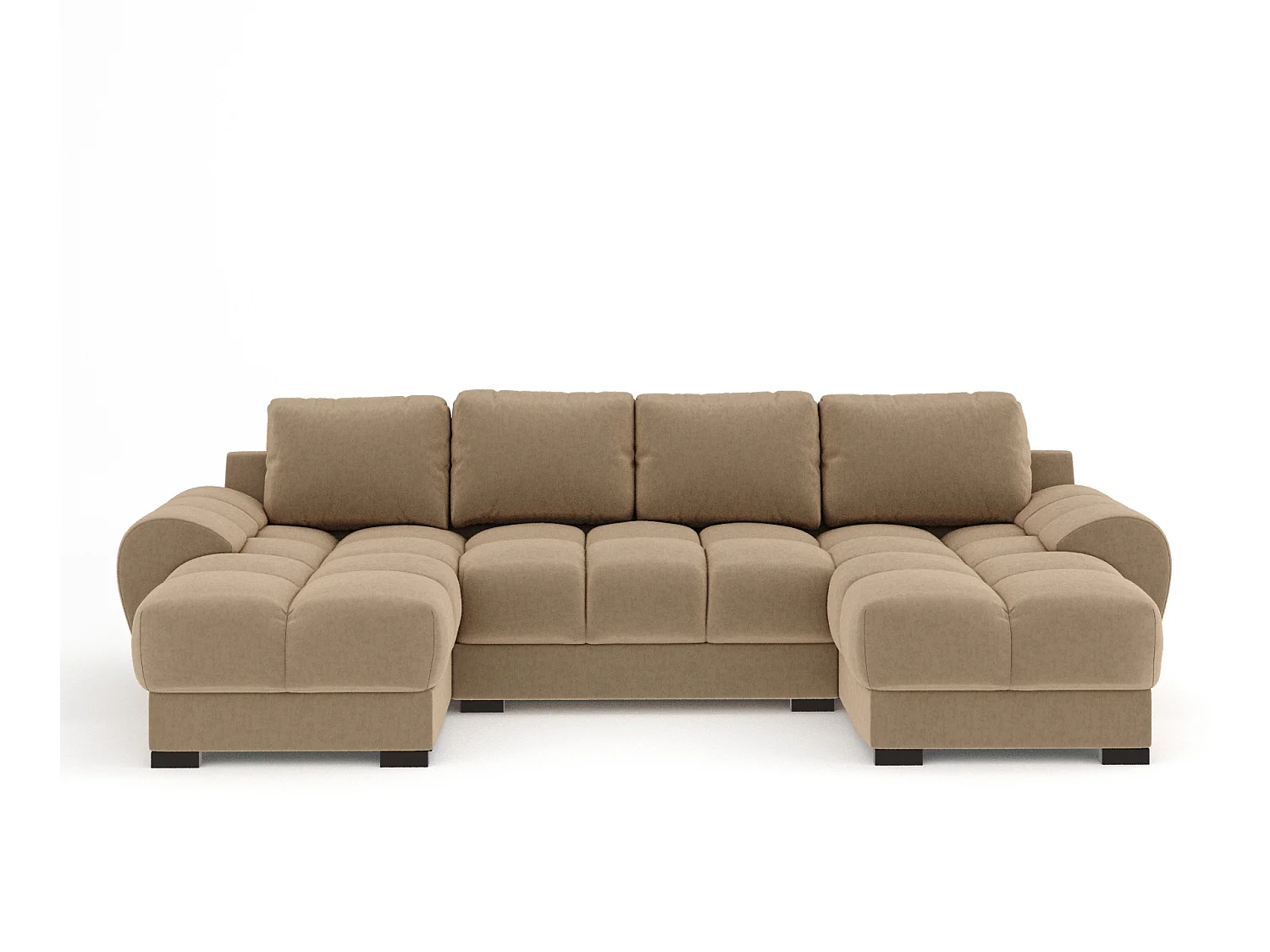 Canapé panoramique en tissu velours Peebles - 6 places - beige