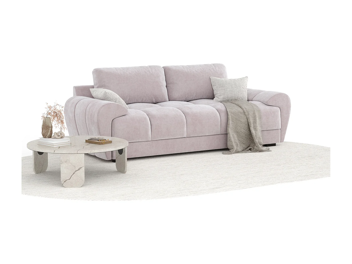 Canapé en tissu velours Peebles - 3 places - lilas