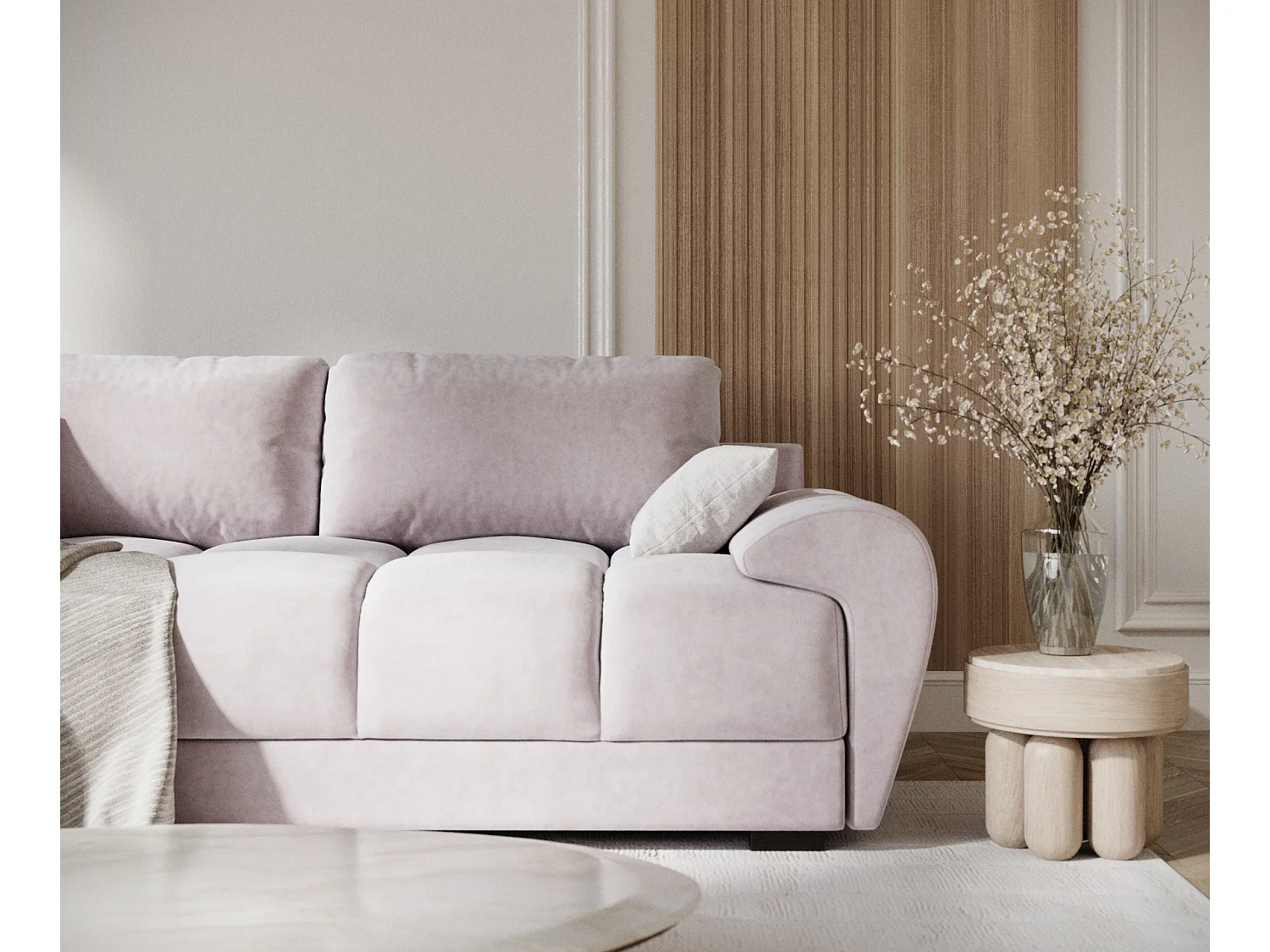 Canapé en tissu velours Peebles - 3 places - lilas