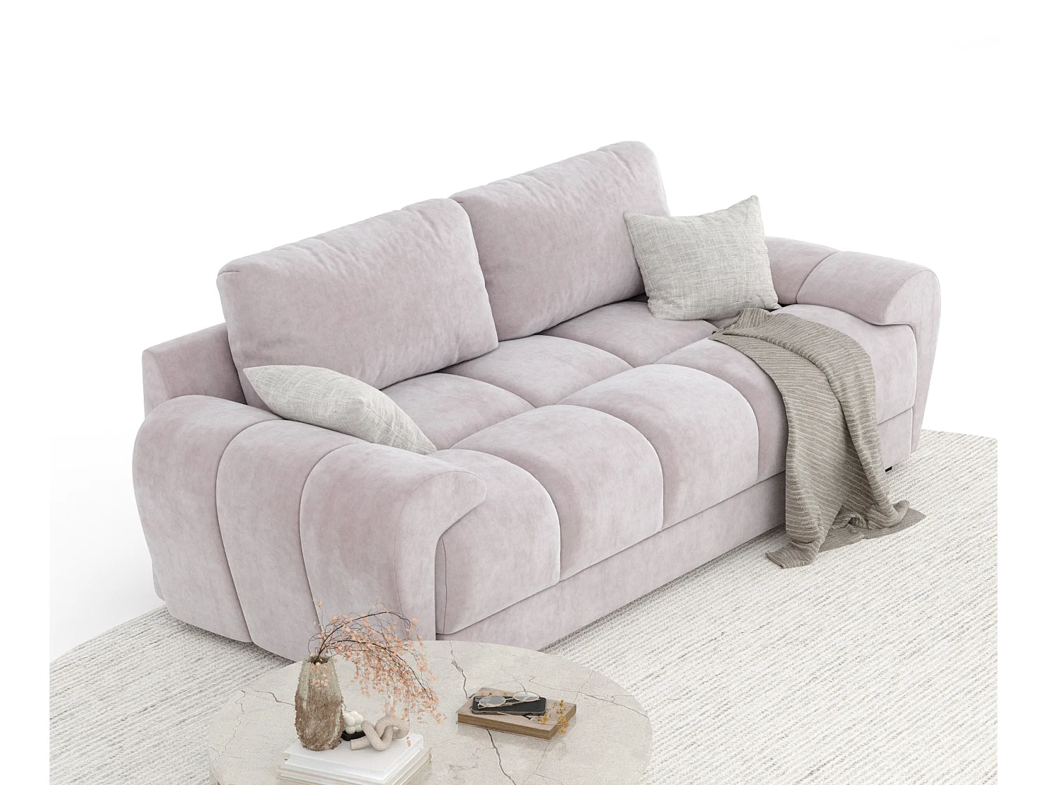 Canapé en tissu velours Peebles - 3 places - lilas