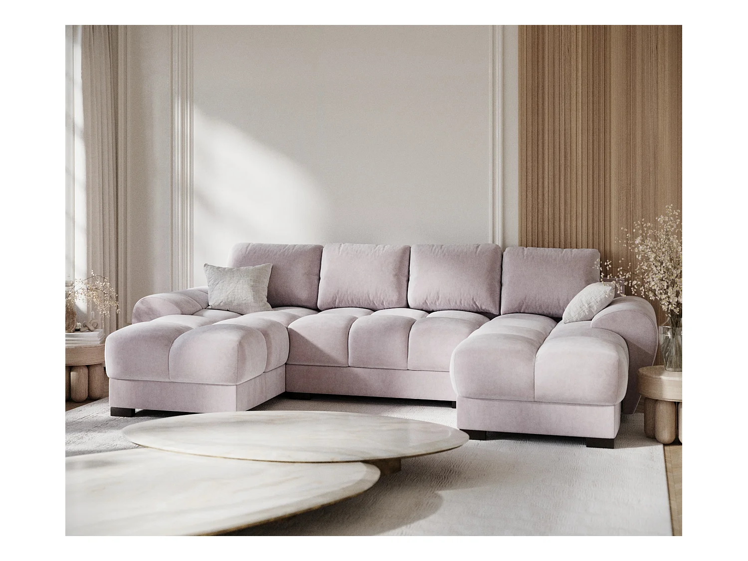 Panorama-Sofa aus Samtstoff Peebles - Sechs-Personen - lila