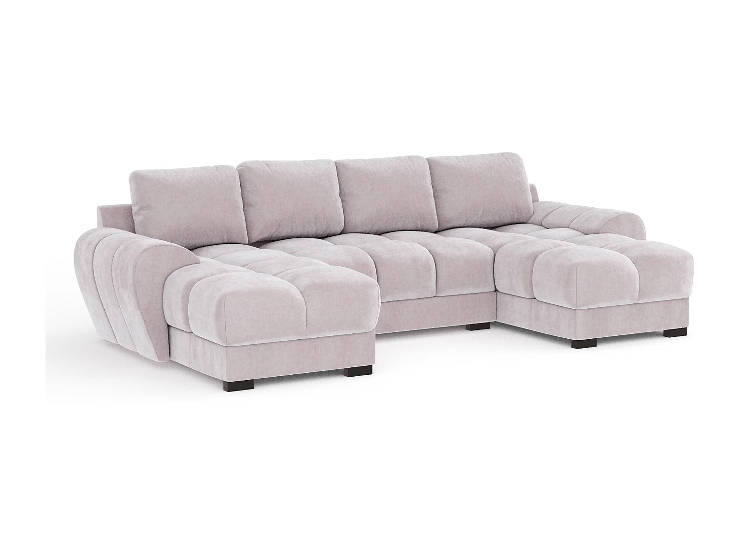 Canapé panoramique en tissu velours Peebles - 6 places - lilas