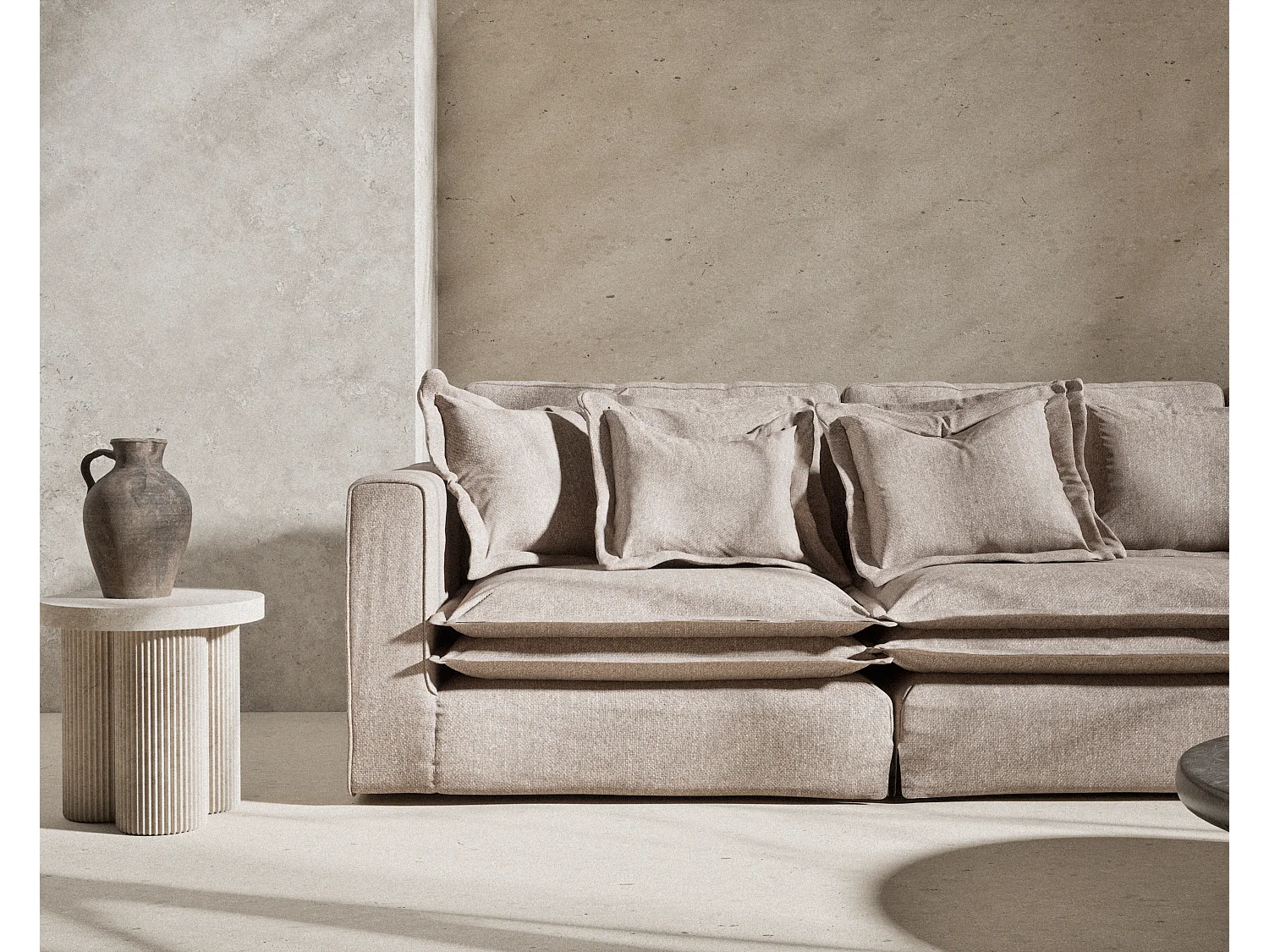 Canapé en toile tissée Amalfi - 6 places - marron clair