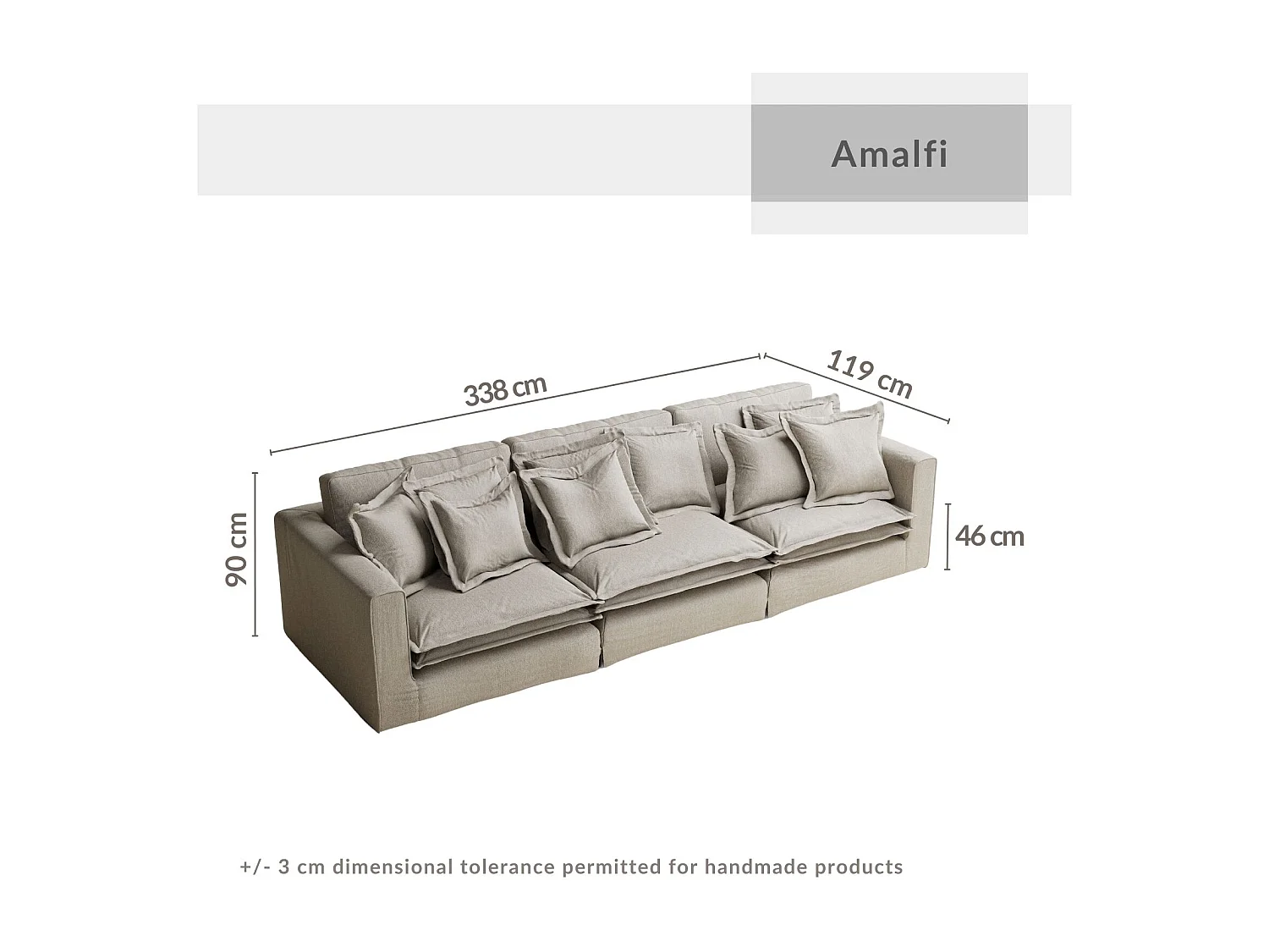 Canapé en toile tissée Amalfi - 6 places - marron clair