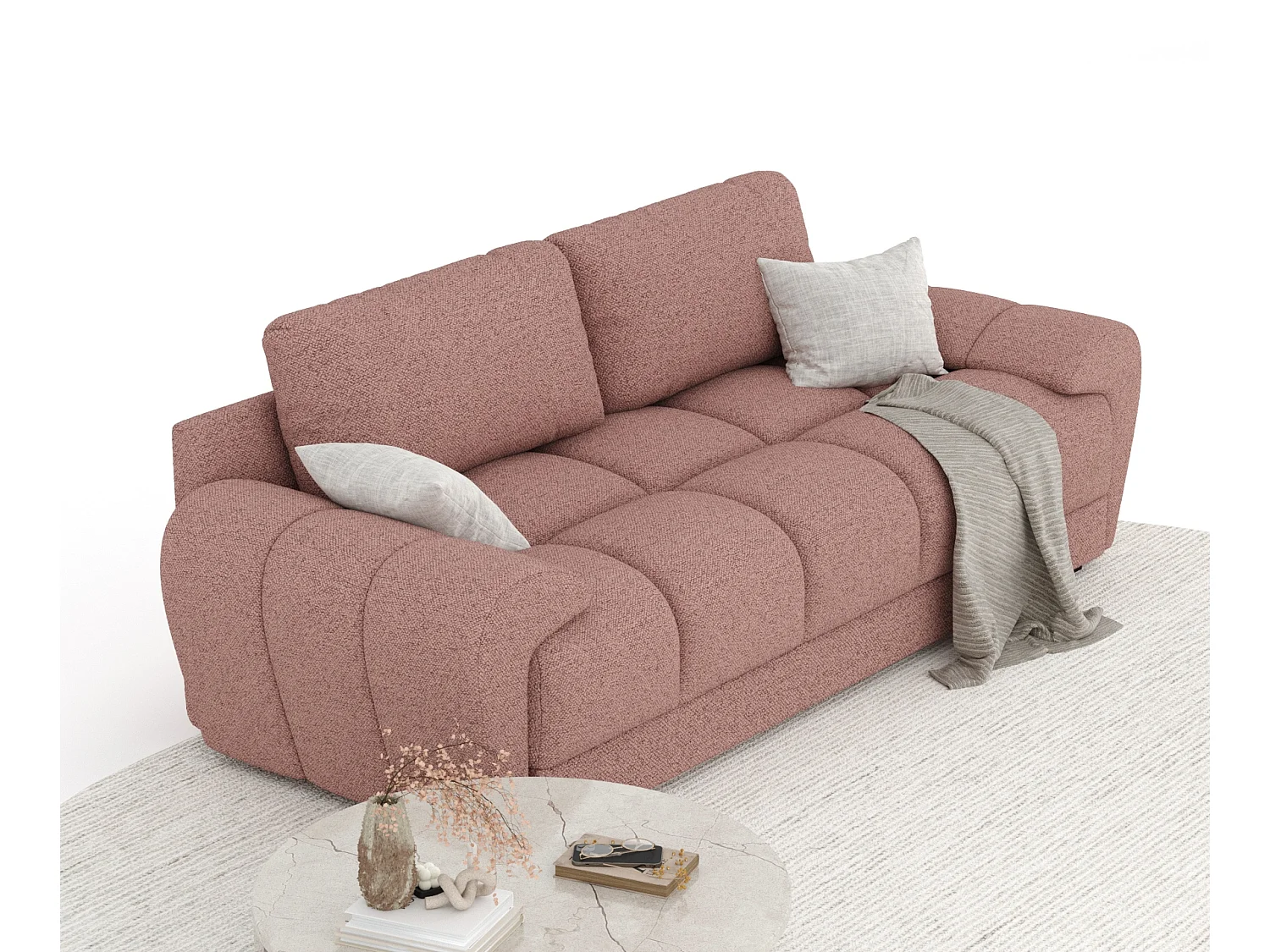 Canapé en toile tissée Peebles - 3 places - rose