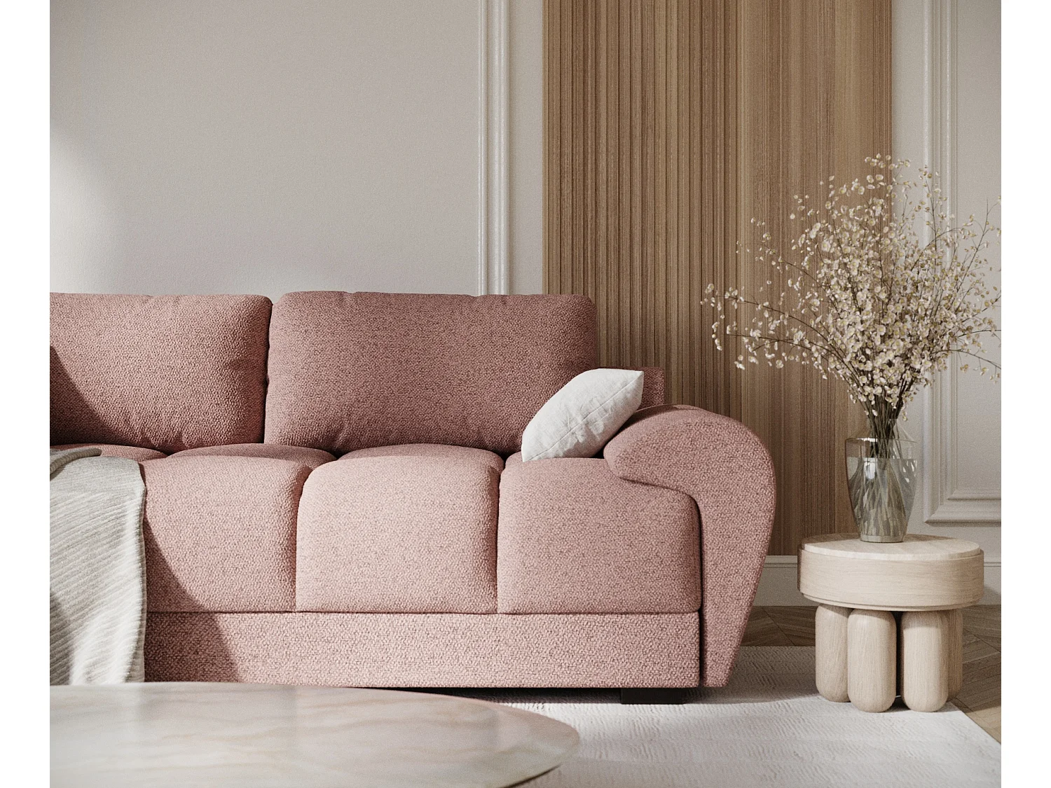 Canapé en toile tissée Peebles - 3 places - rose