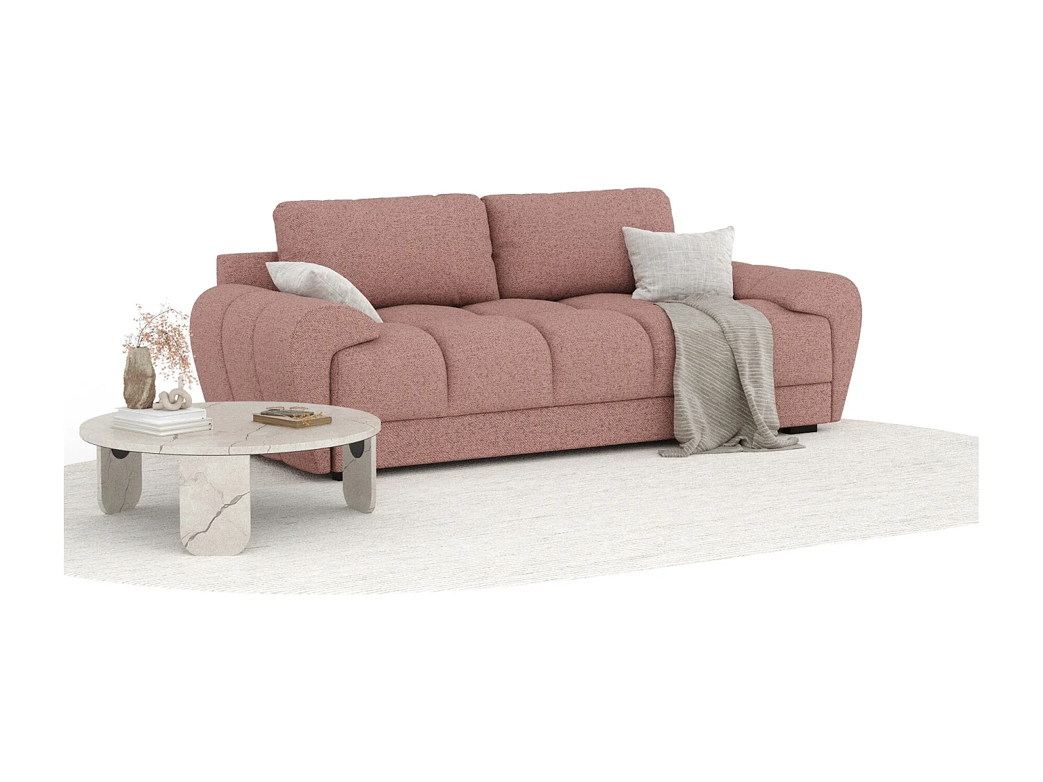 Canapé en toile tissée Peebles - 3 places - rose