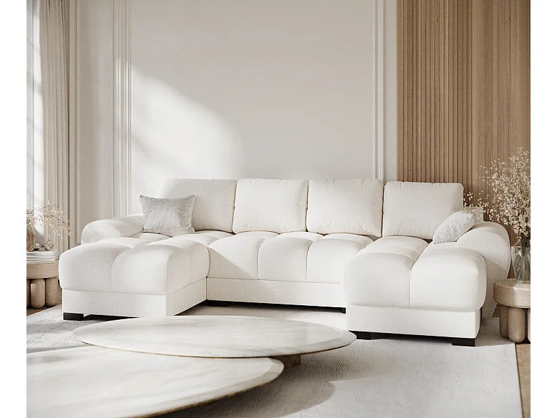 Panorama-Sofa aus Webstoff Peebles - Sechs-Personen - creme