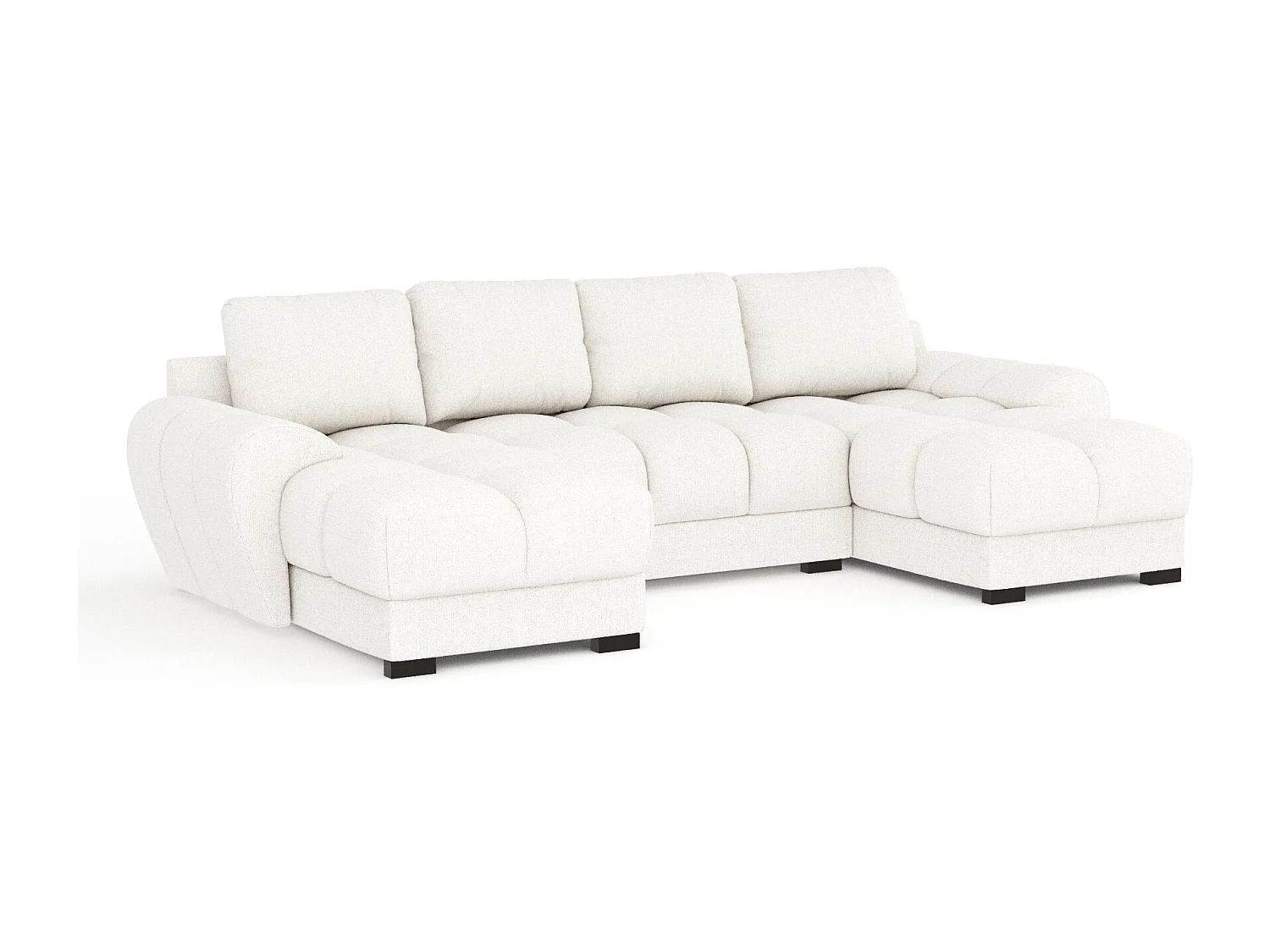 Canapé panoramique en toile tissée Peebles - 6 places - creme