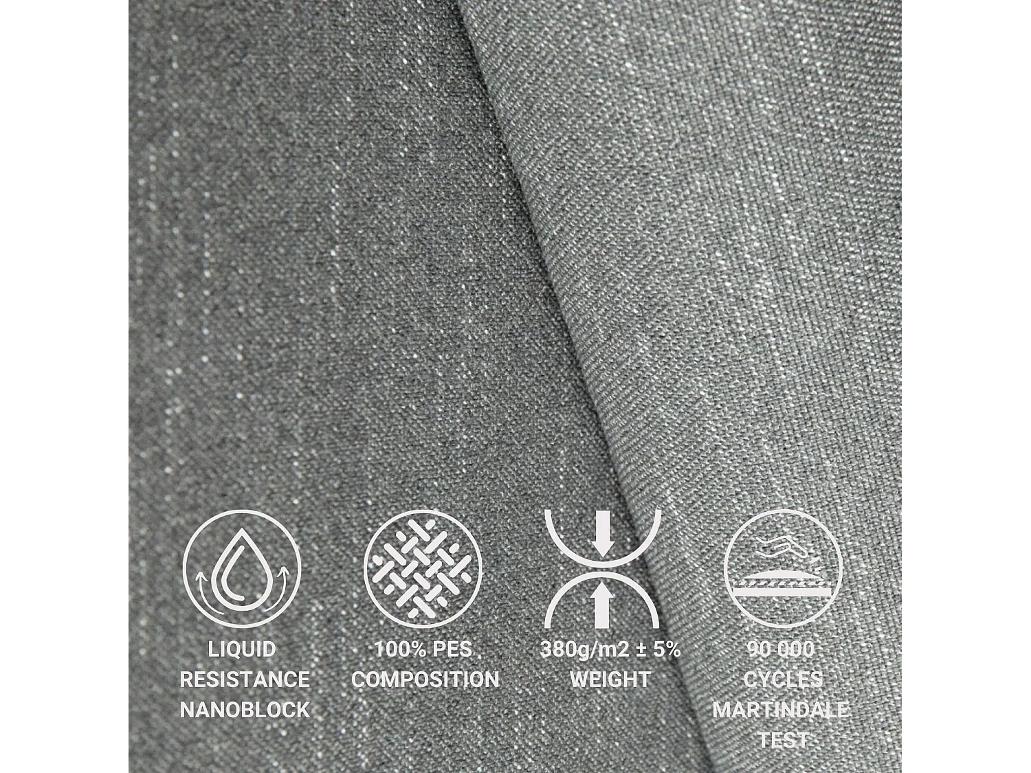 Canapé d'angle en toile tissée Amalfi - 5 places - gris