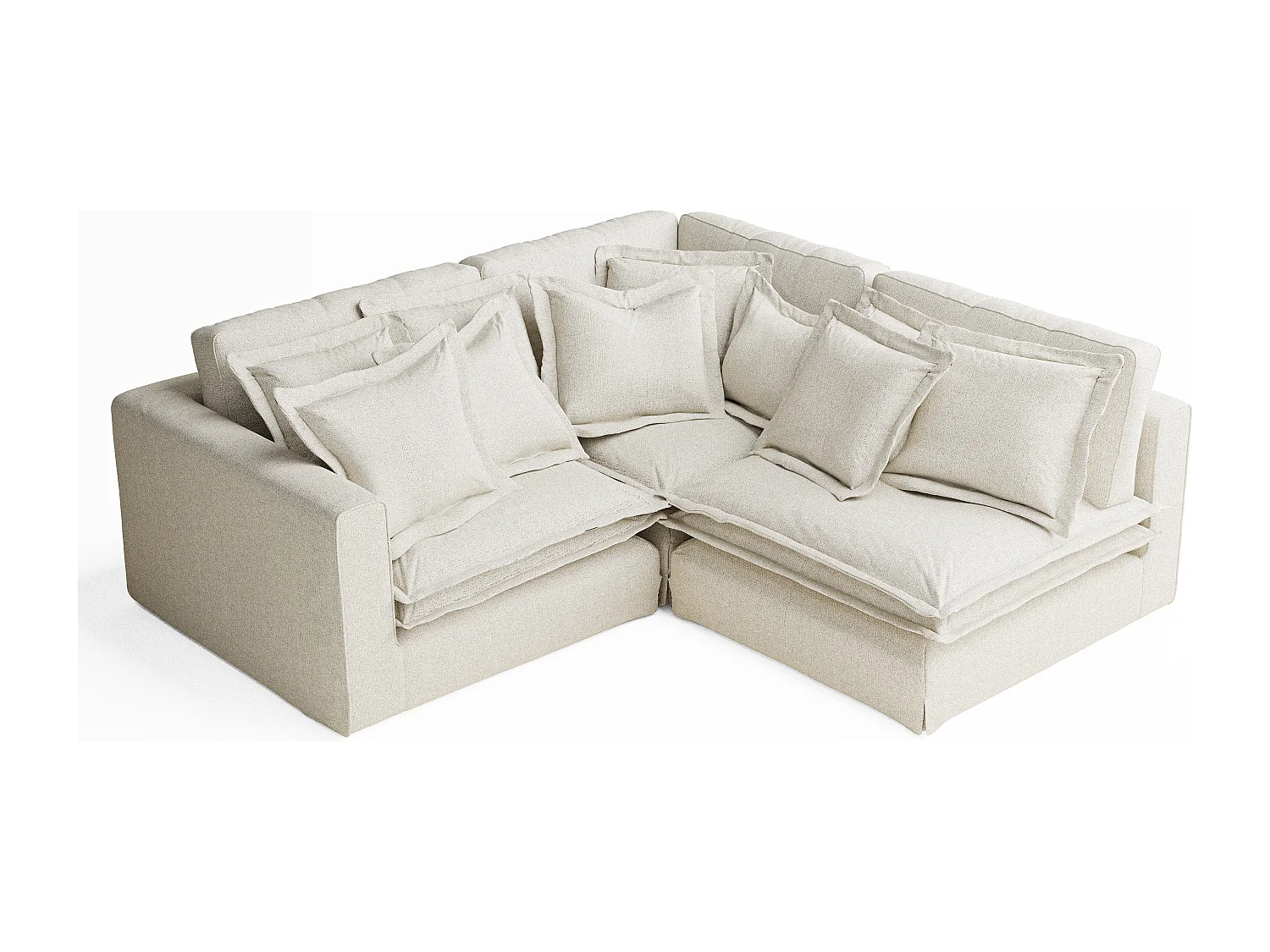 Canapé d'angle en toile tissée Amalfi - 5 places - creme