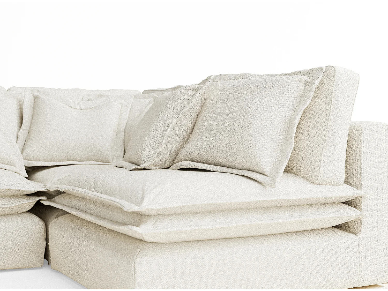 Canapé d'angle en toile tissée Amalfi - 5 places - creme