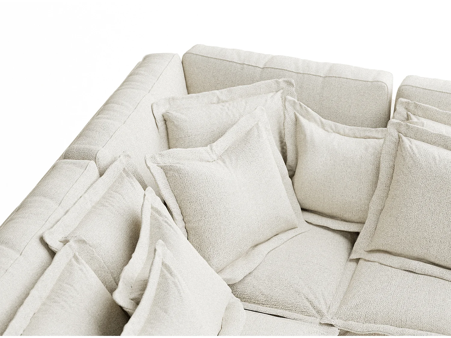 Canapé d'angle en toile tissée Amalfi - 5 places - creme