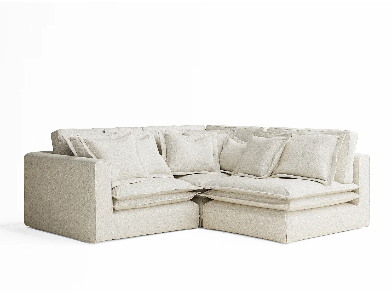 Ecksofa aus Webstoff Amalfi - Fünf-Personen - creme