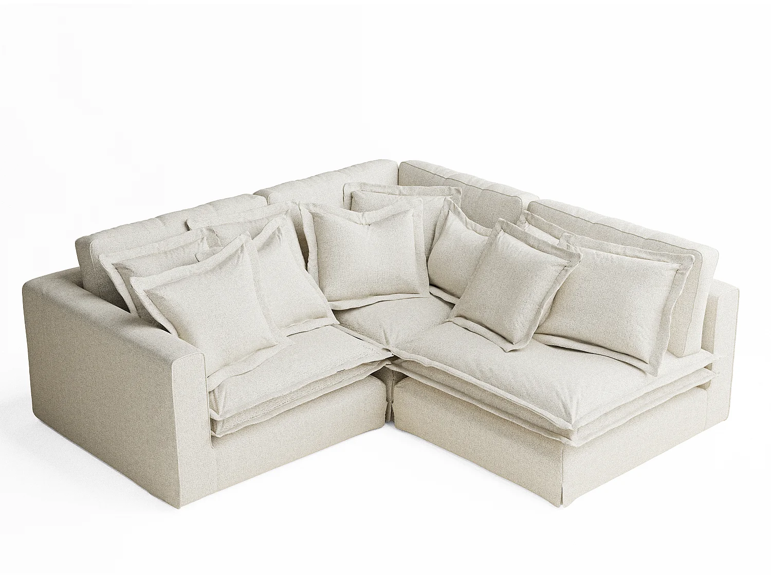 Ecksofa aus Webstoff Amalfi - Fünf-Personen - creme