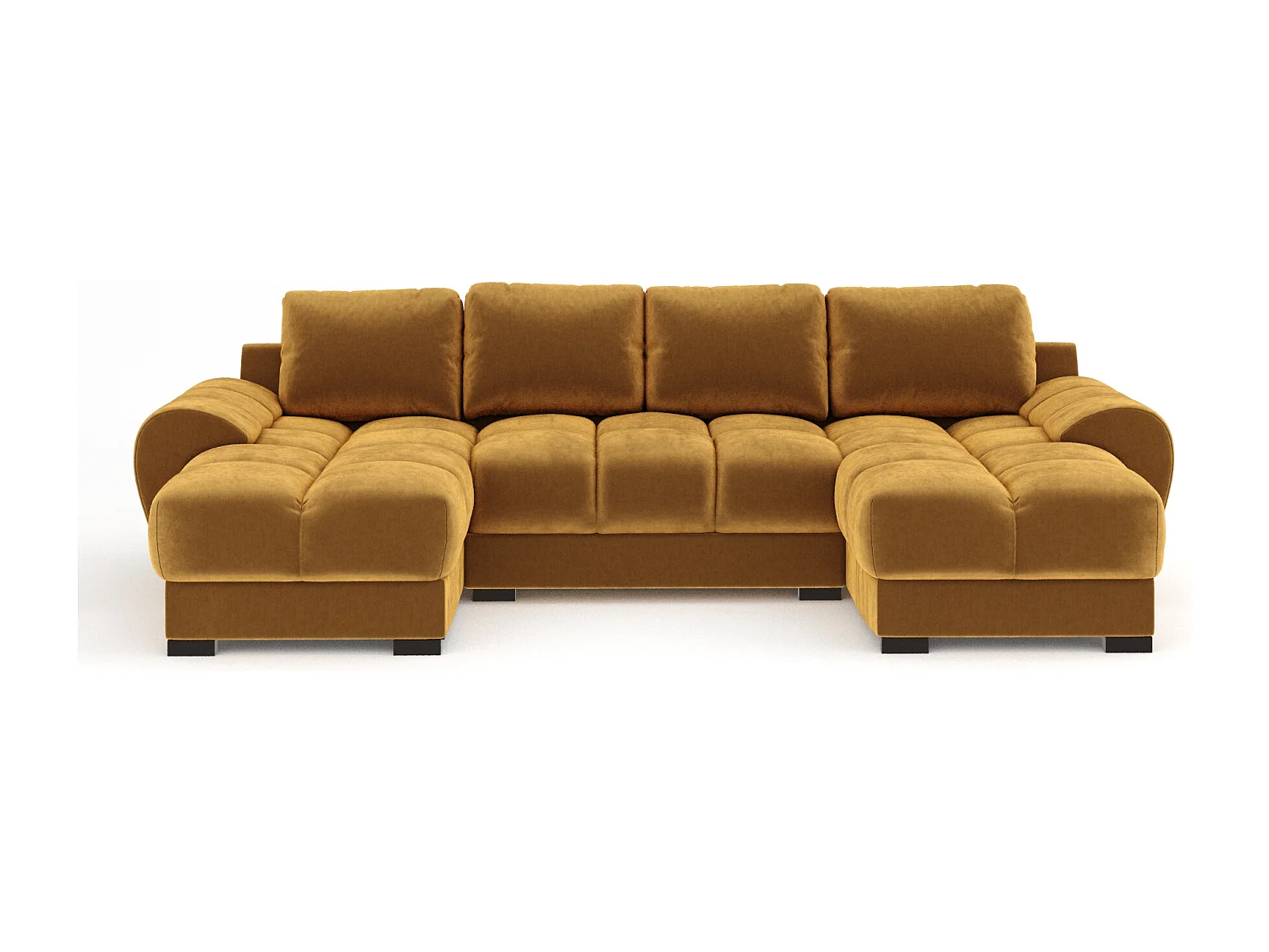 Canapé panoramique en tissu velours Peebles - 6 places - jaune