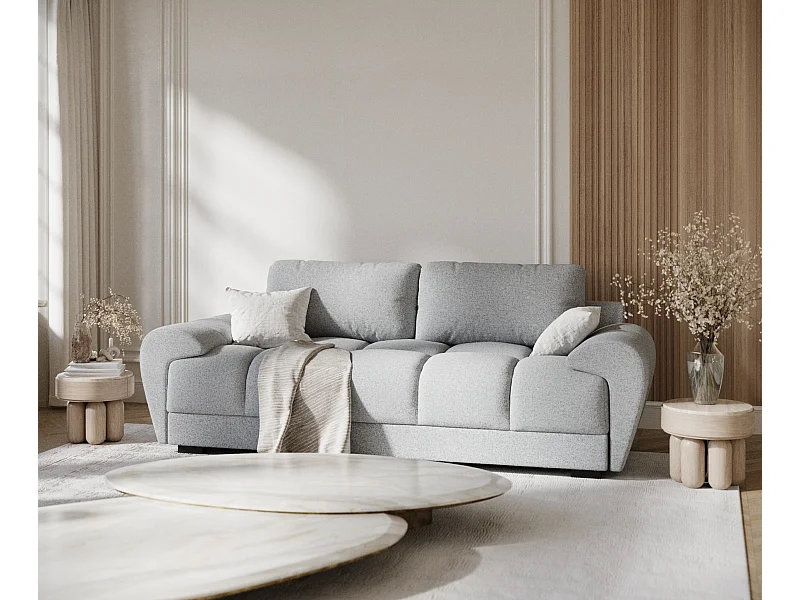 Sofa w tkaninie plecionej Peebles - trzyosobowa - jasnoszary