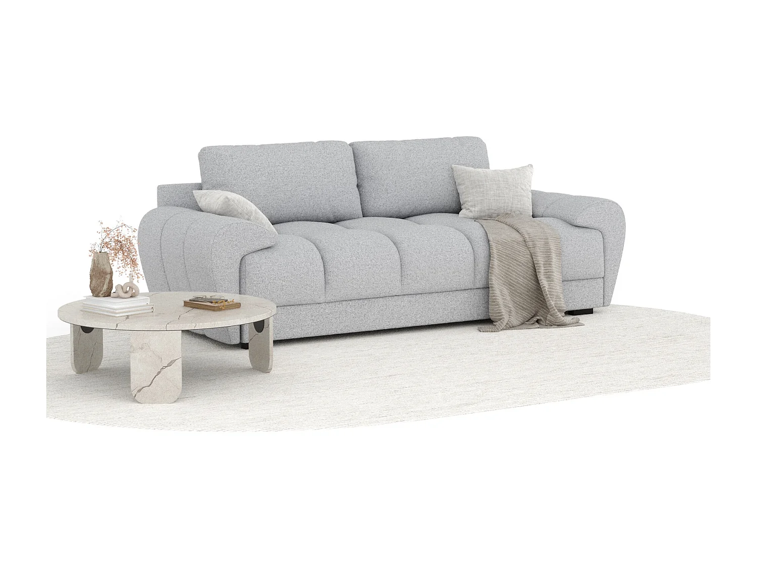 Canapé en toile tissée Peebles - 3 places - gris clair