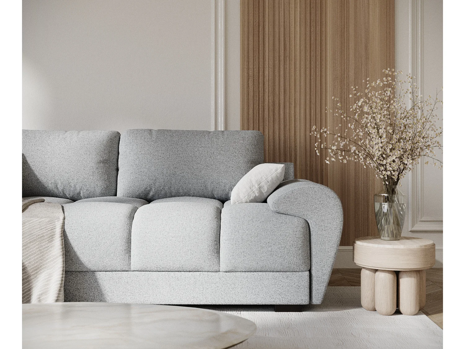 Canapé en toile tissée Peebles - 3 places - gris clair