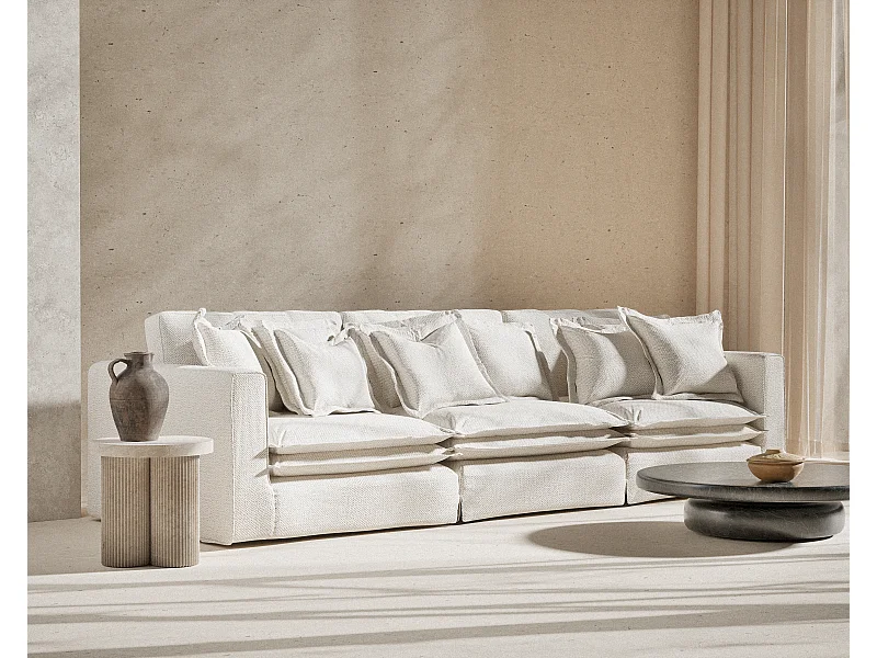 Sofa aus Chenille-Stoff Amalfi - Sechs-Personen - creme