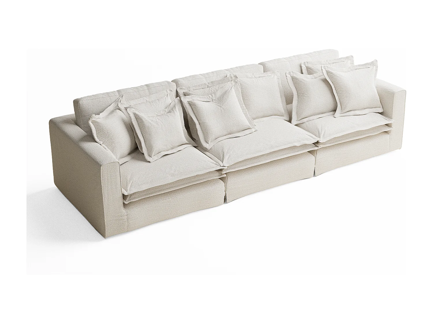 Canapé en tissu chenille Amalfi - 6 places - creme