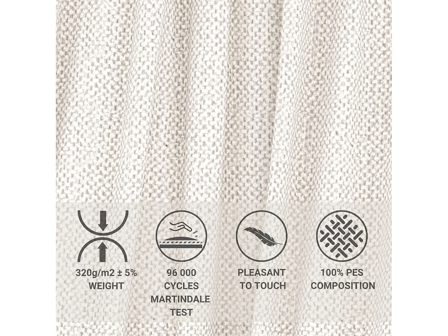 Canapé en tissu chenille Amalfi - 6 places - creme