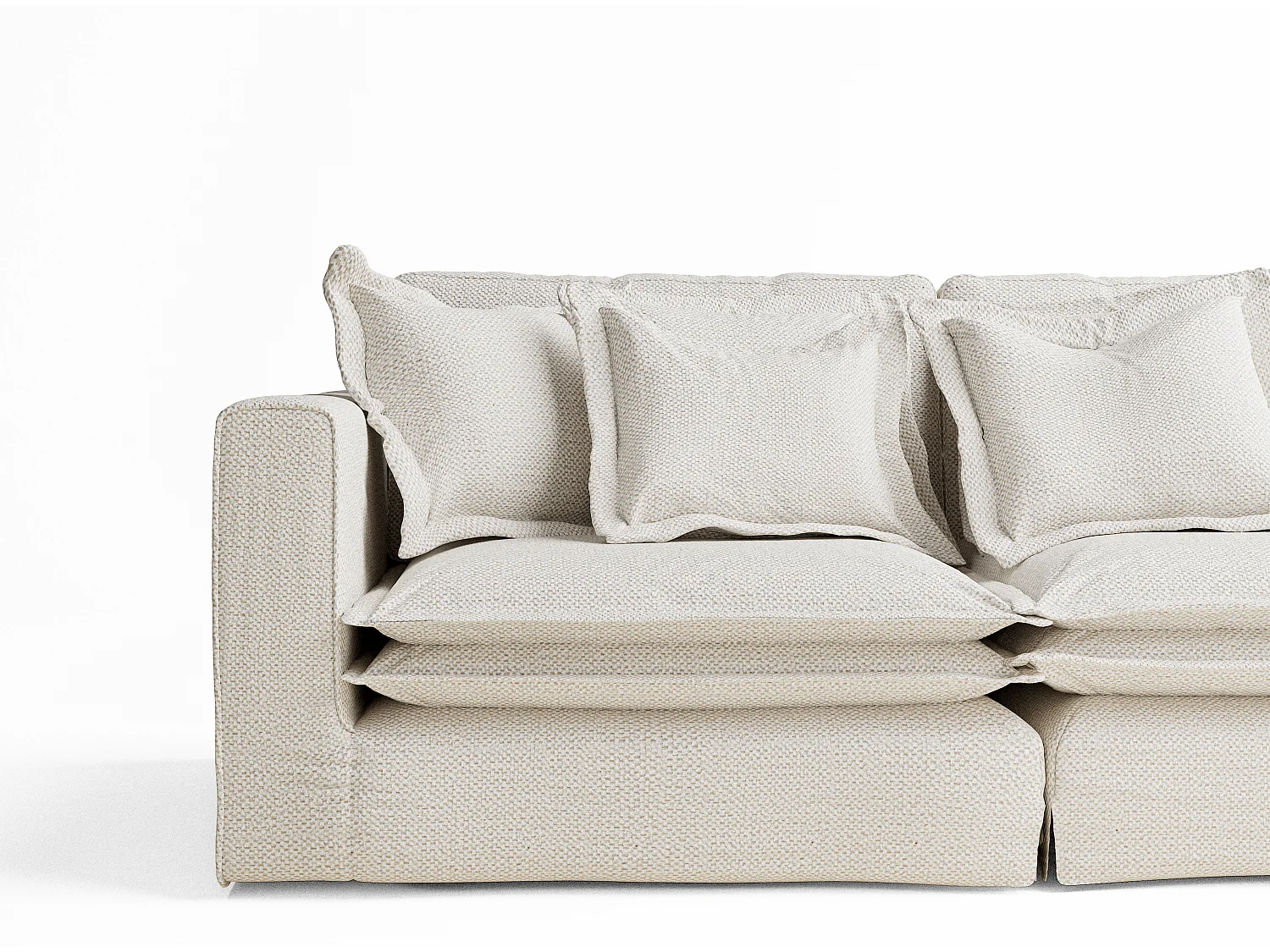 Canapé en tissu chenille Amalfi - 6 places - creme