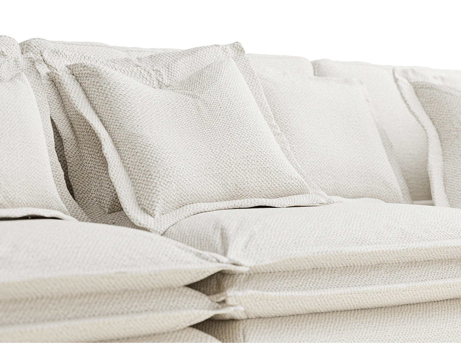 Canapé en tissu chenille Amalfi - 6 places - creme