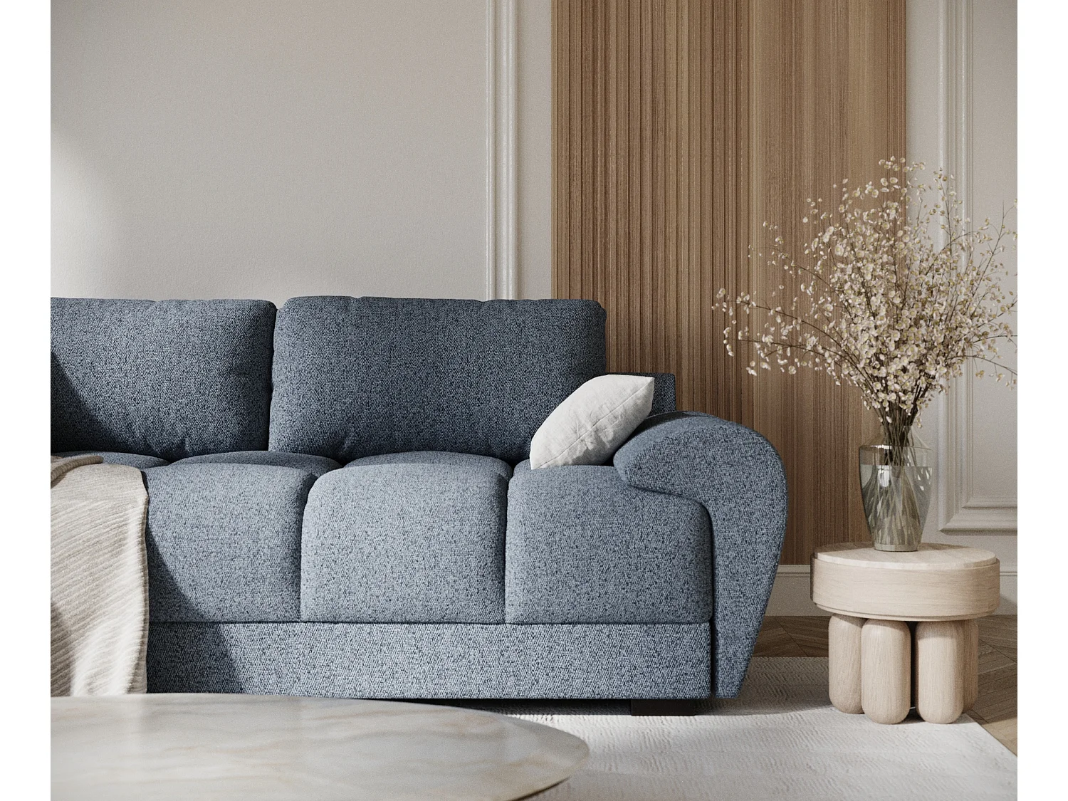 Canapé en toile tissée Peebles - 3 places - bleu foncé