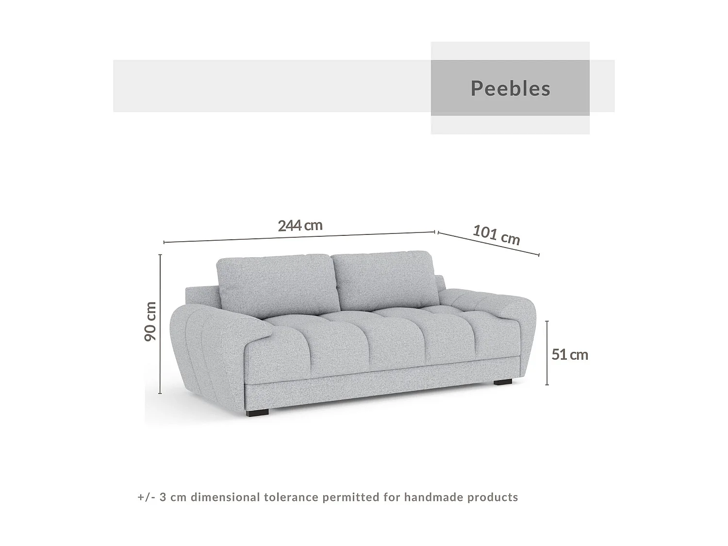 Canapé en toile tissée Peebles - 3 places - bleu foncé