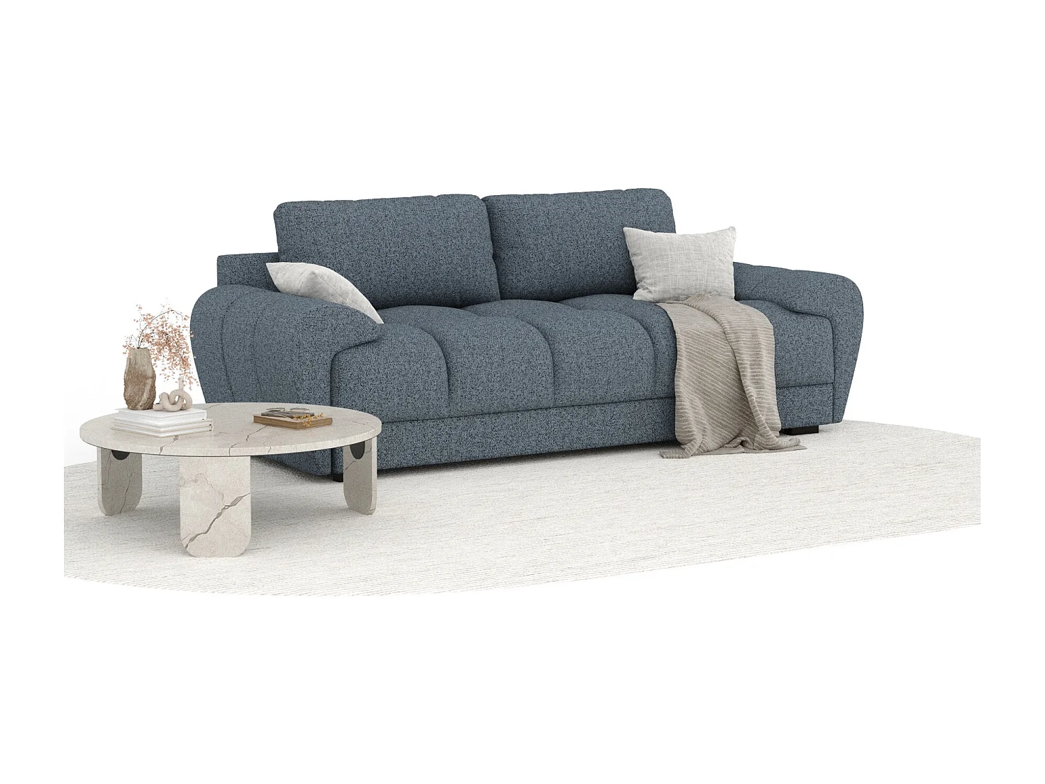 Canapé en toile tissée Peebles - 3 places - bleu foncé