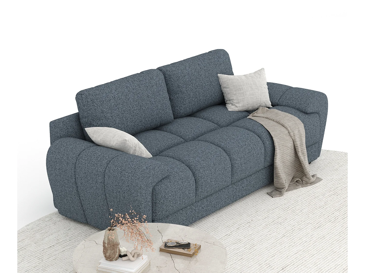 Canapé en toile tissée Peebles - 3 places - bleu foncé