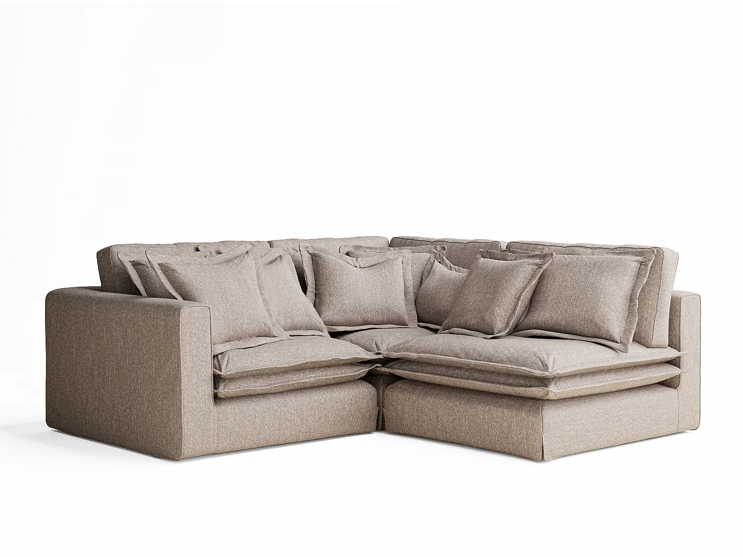 Canapé d'angle en toile tissée Amalfi - 5 places - brun clair