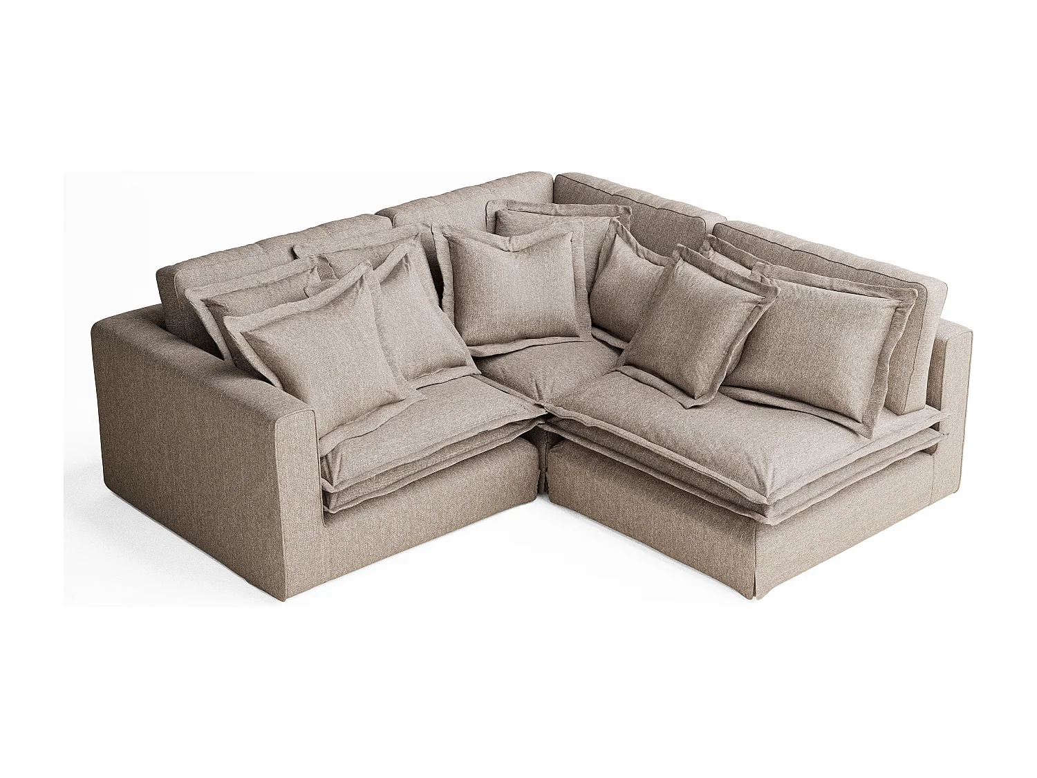 Canapé d'angle en toile tissée Amalfi - 5 places - brun clair