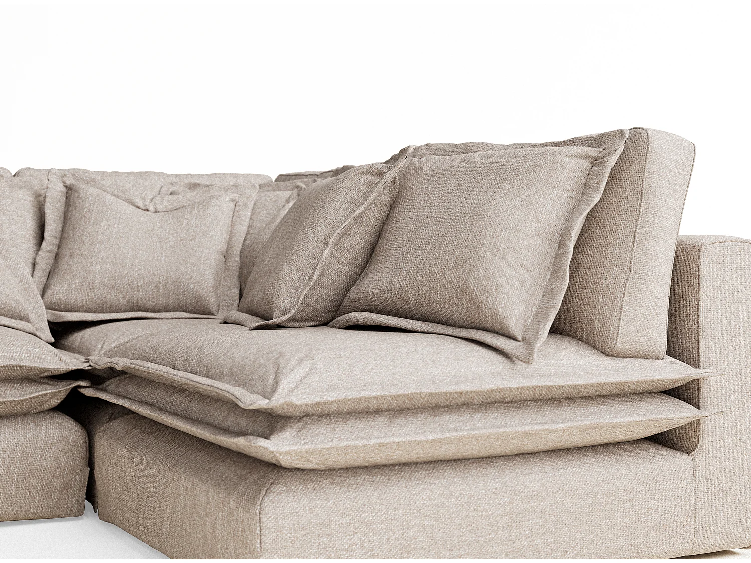 Canapé d'angle en toile tissée Amalfi - 5 places - brun clair