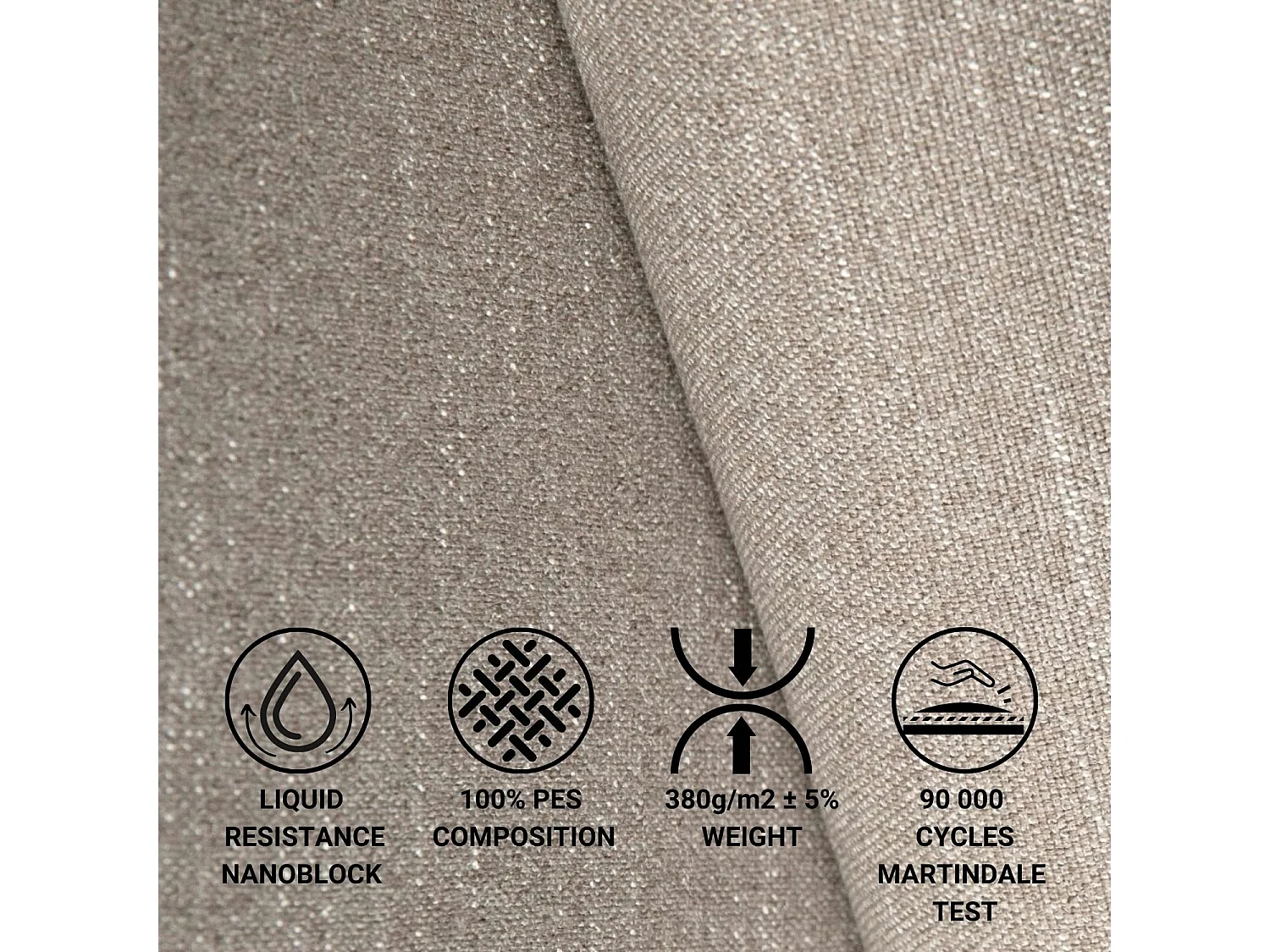 Canapé d'angle en toile tissée Amalfi - 5 places - brun clair