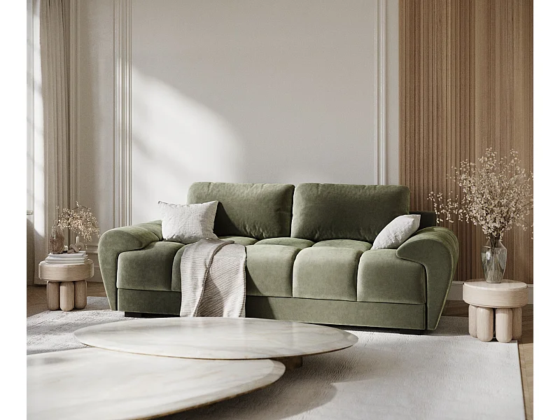 Canapé en tissu velours Peebles - 3 places - vert olive