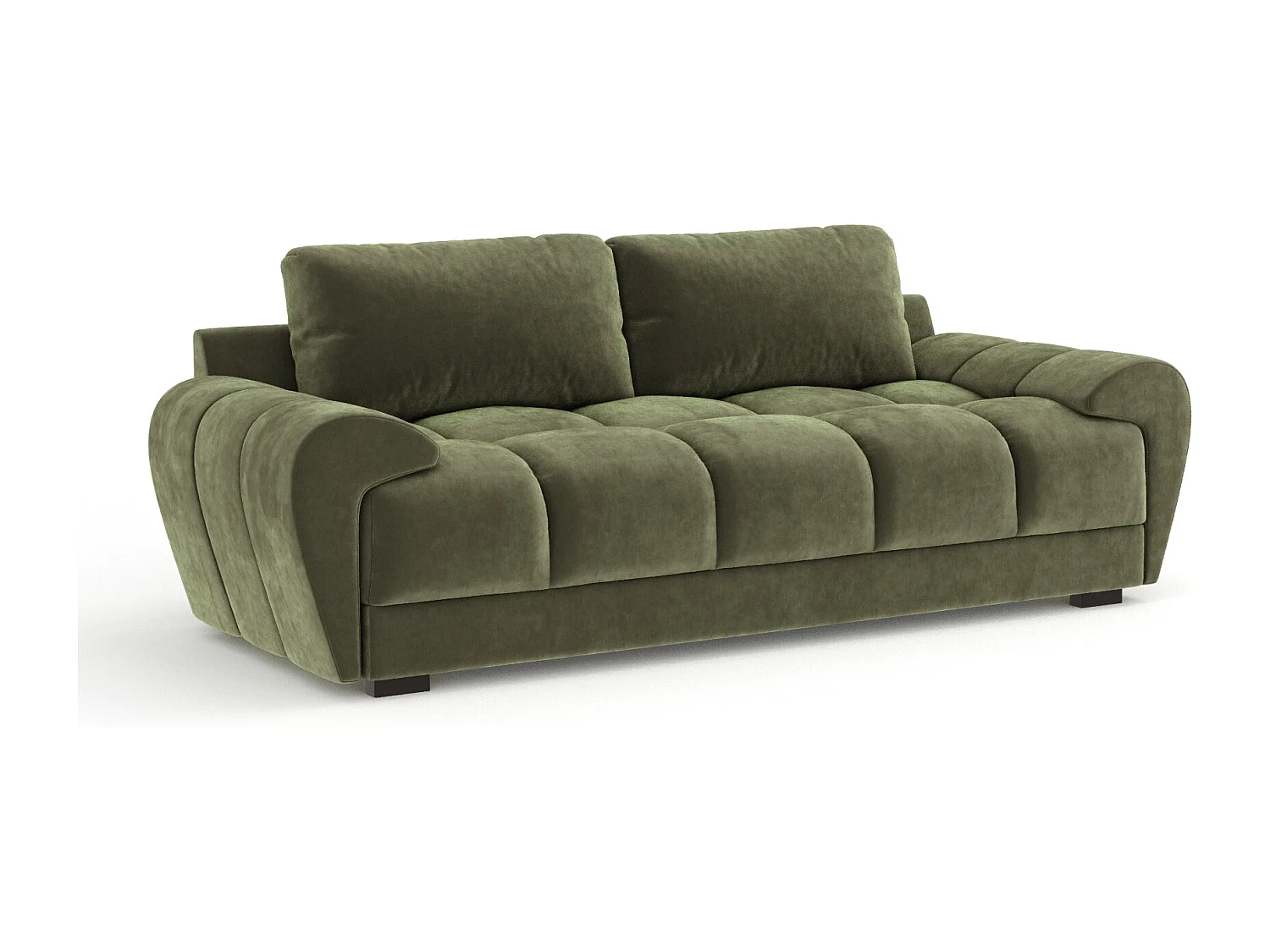 Canapé en tissu velours Peebles - 3 places - vert olive