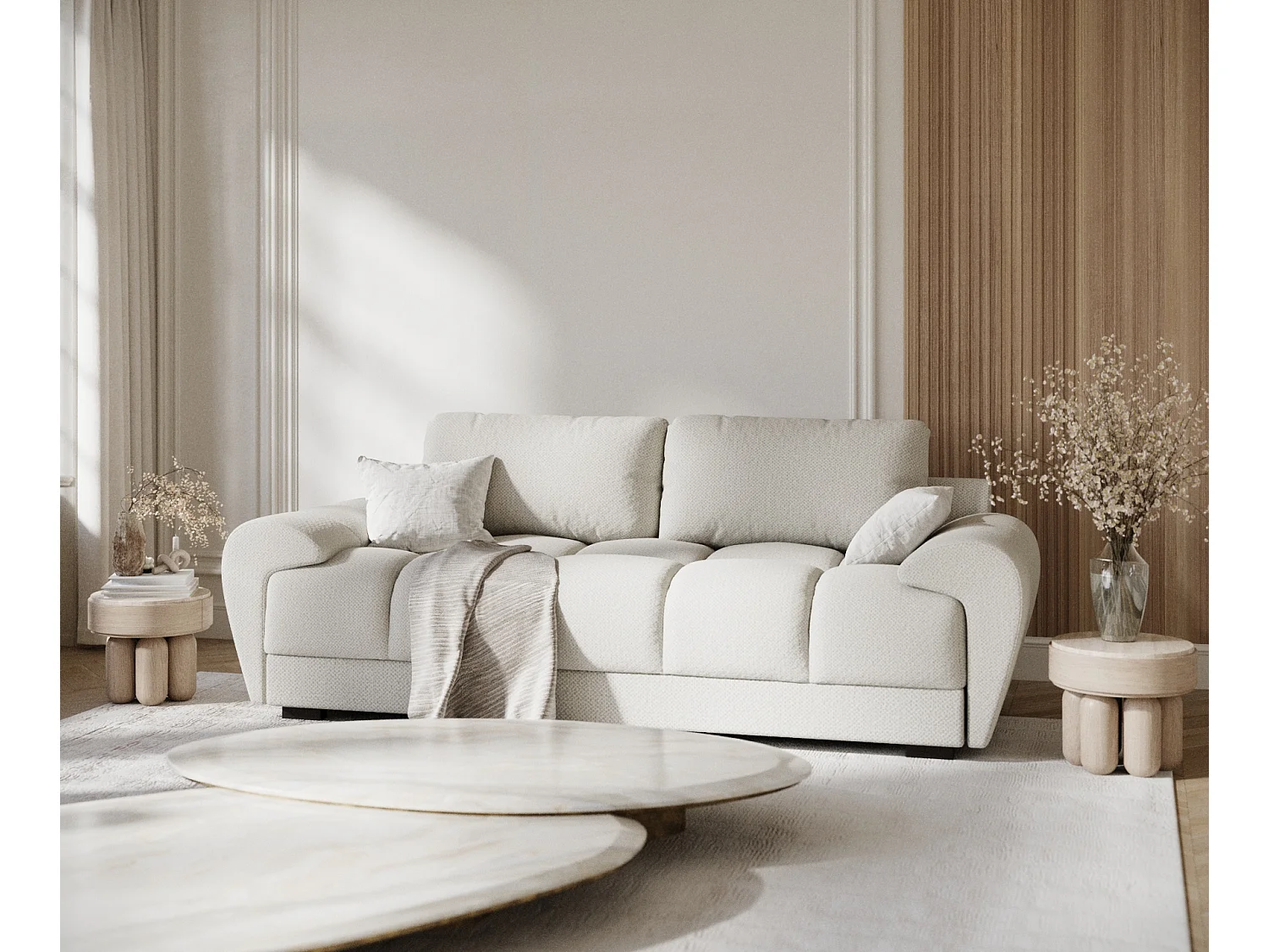 Canapé en tissu chenille Peebles - 3 places - beige