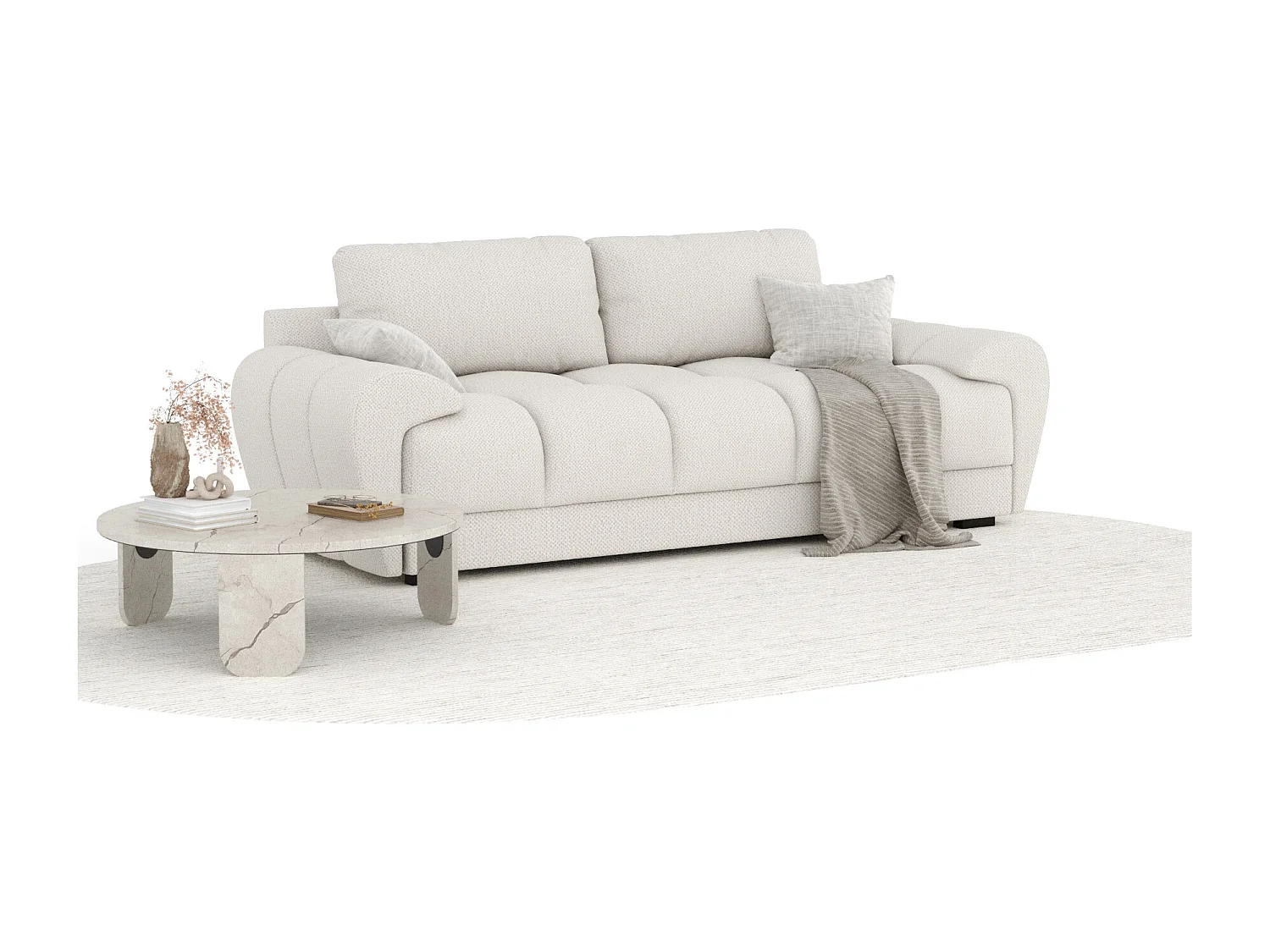 Canapé en tissu chenille Peebles - 3 places - beige