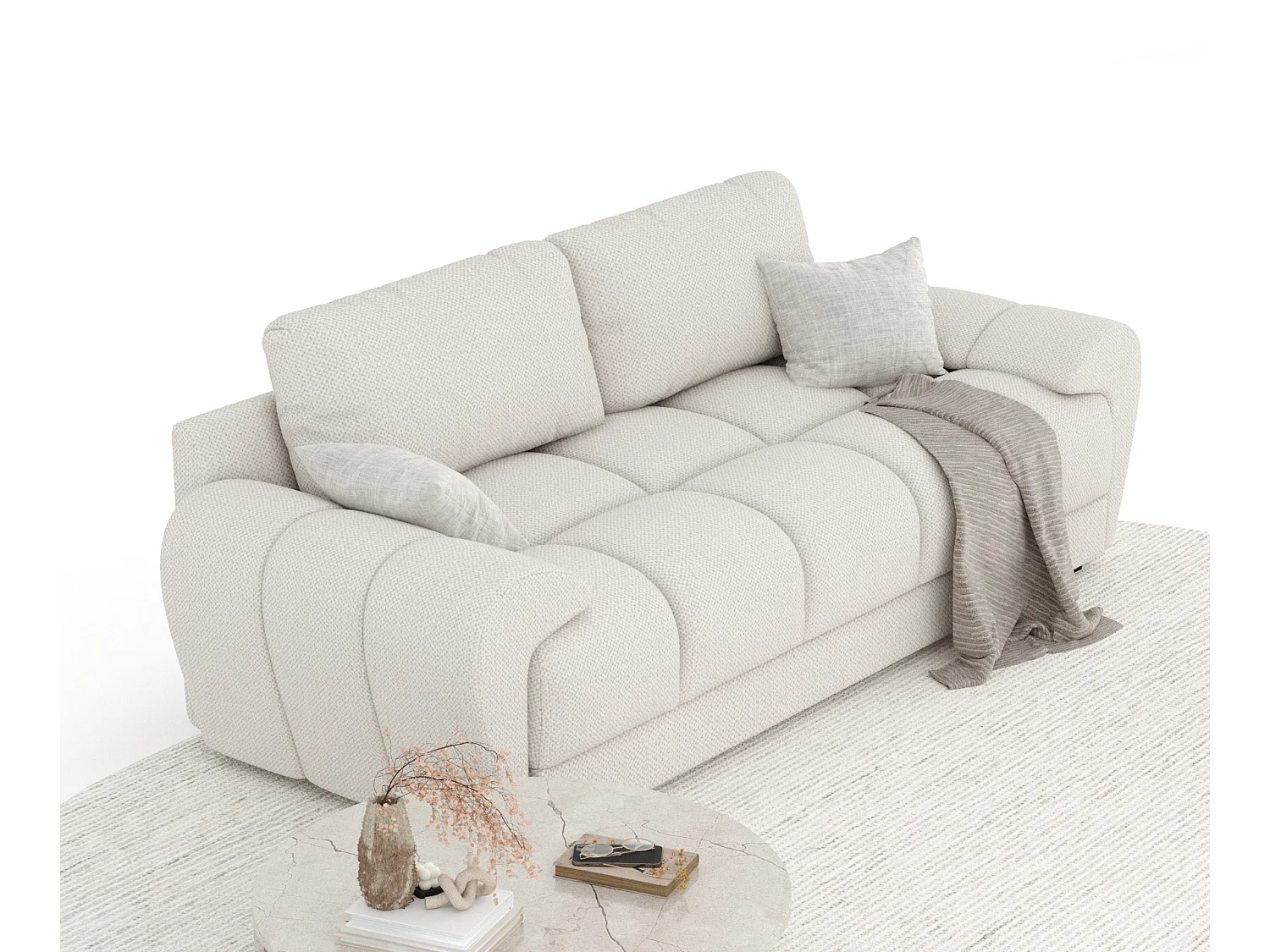 Canapé en tissu chenille Peebles - 3 places - beige