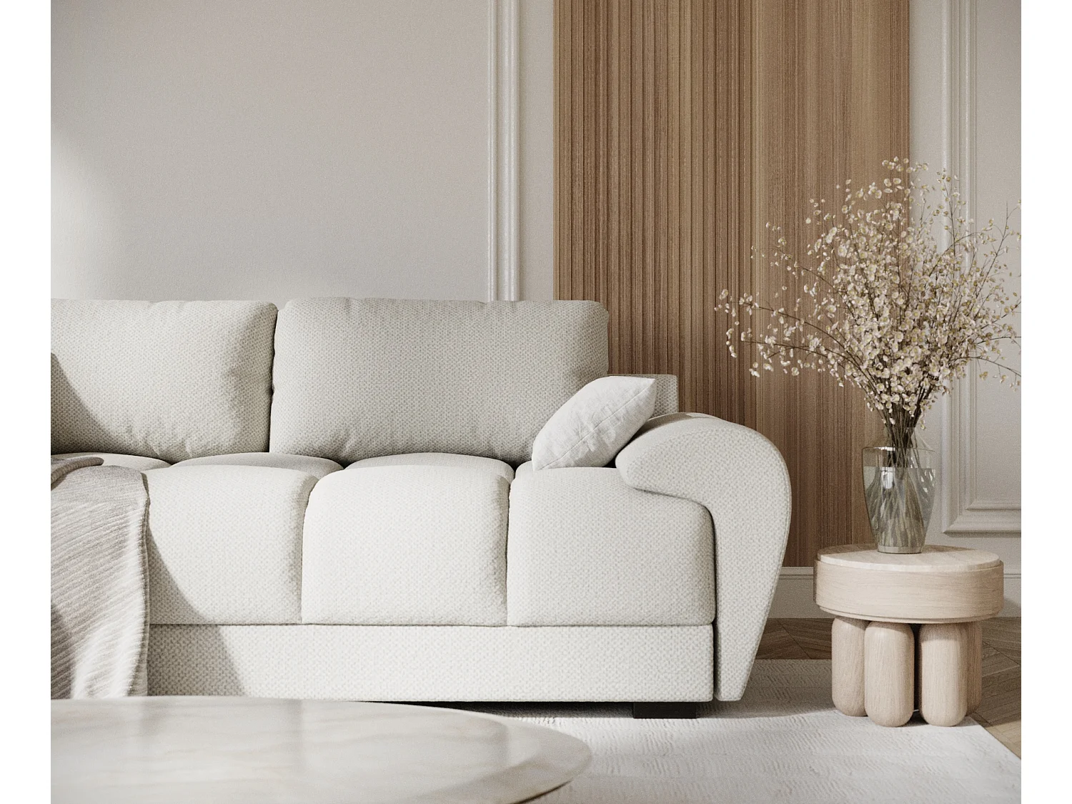 Canapé en tissu chenille Peebles - 3 places - beige